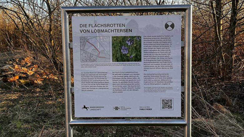 Informationstafel zu Flachsrotten in Lobmachtersen