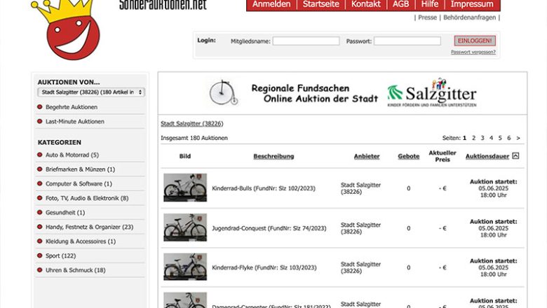 Neue Online-Fundsachenversteigerung startet