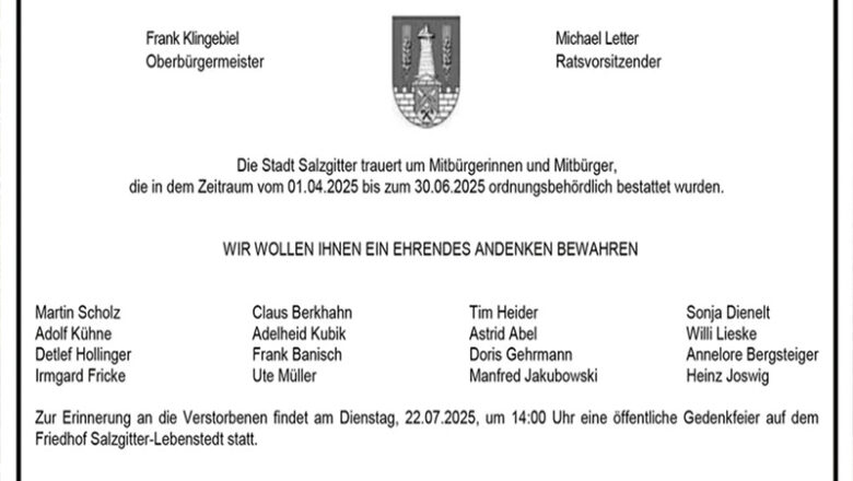 Ordnungsbehördlich Bestattete: Einladung zur Gedenkfeier