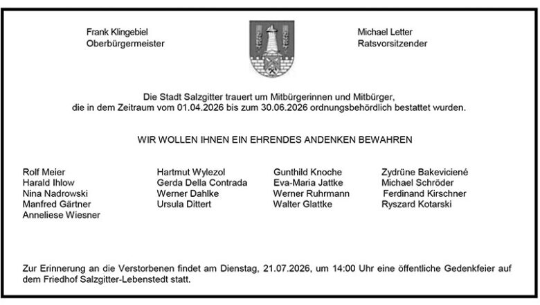 Ordnungsbehördlich Bestattete: Einladung zur Gedenkfeier